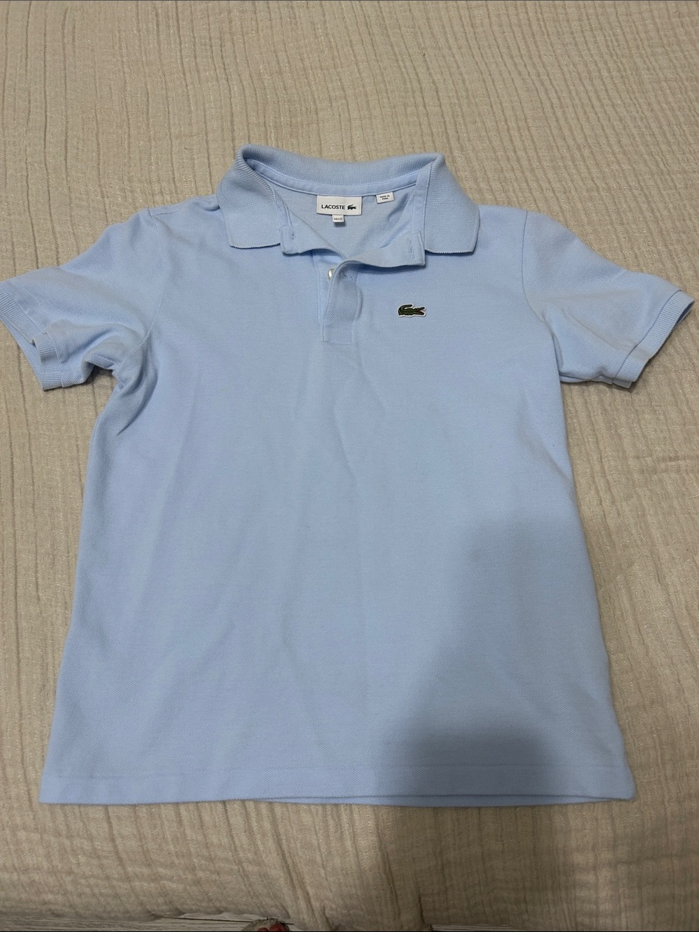 Lacoste Light Blue Boys' Cotton Polo with Crocodile Logo